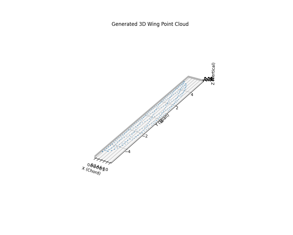 3D wing geometry visualization using PySR symbolic regression for aerodynamic parameter discovery